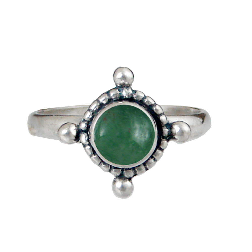 Sterling Silver Dainty Gemstone Ring With Jade Size 7